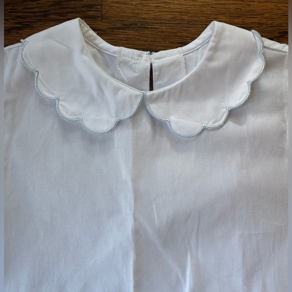 NWT Bella Bliss Blouse with Blue Trim Scalloped Collar size 6 - Picture 3 of 3